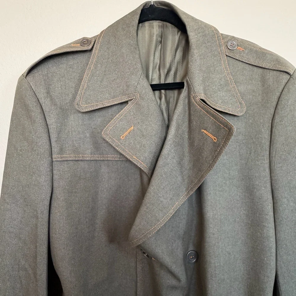 IL Canto Olive Green Denim Trench Coat